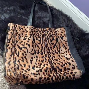 Leopard Leather large tote bag